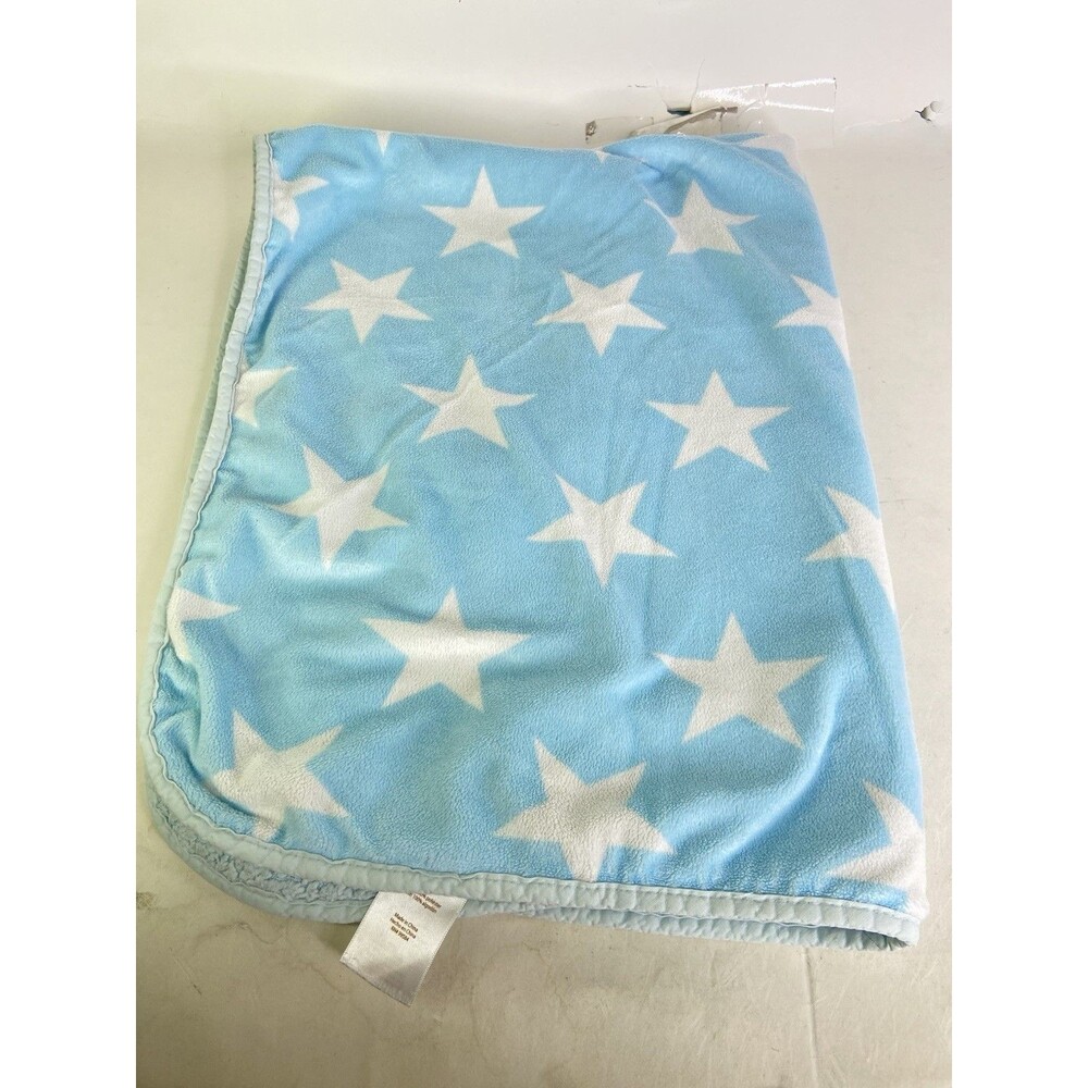 Carter's Blue White Stars Polyester Plush Baby Boy Blanket Security Lovey
